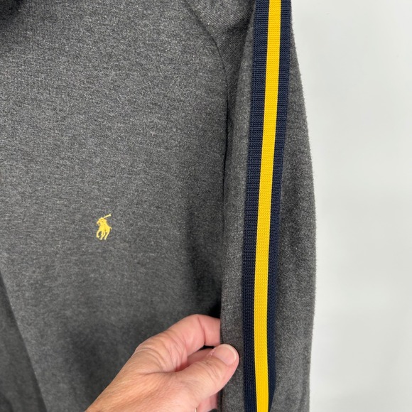 Polo Sport Ralph Lauren Mens Gray 1/4 Zip Sweatshirt  XXL Striped Sleeve - Picture 3 of 5